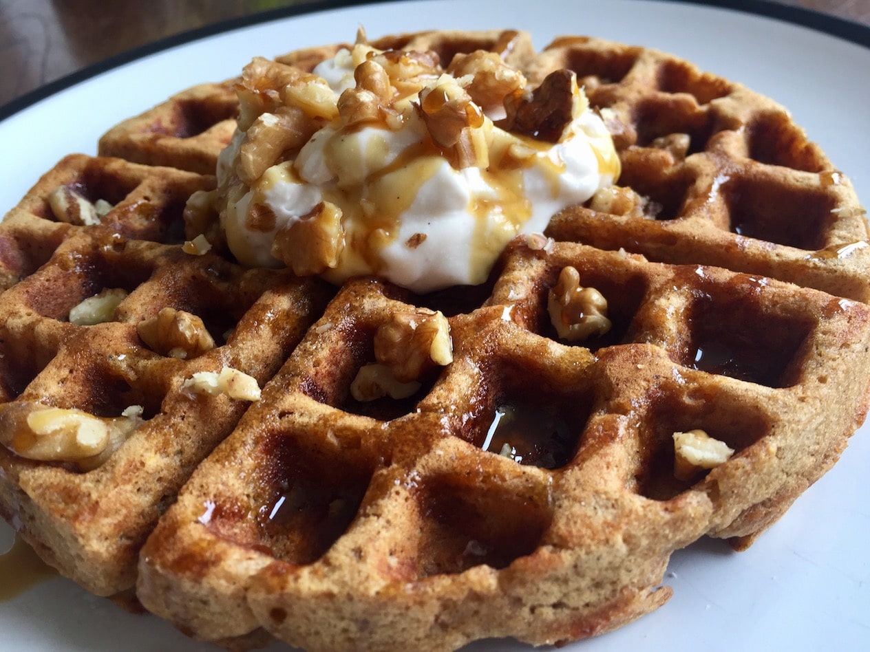 Easter carrot cake waffles