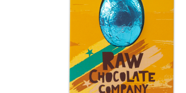photo of Raw chcocolate easter egg, hazelnut raw chocolate filled with a hazelnut truffle